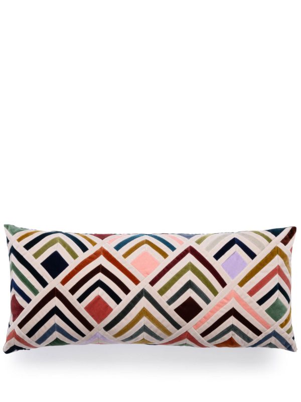 browns Christina Lundsteen Multicolour Tallulah Geometric Print Velvet Cushion | Browns Cushions