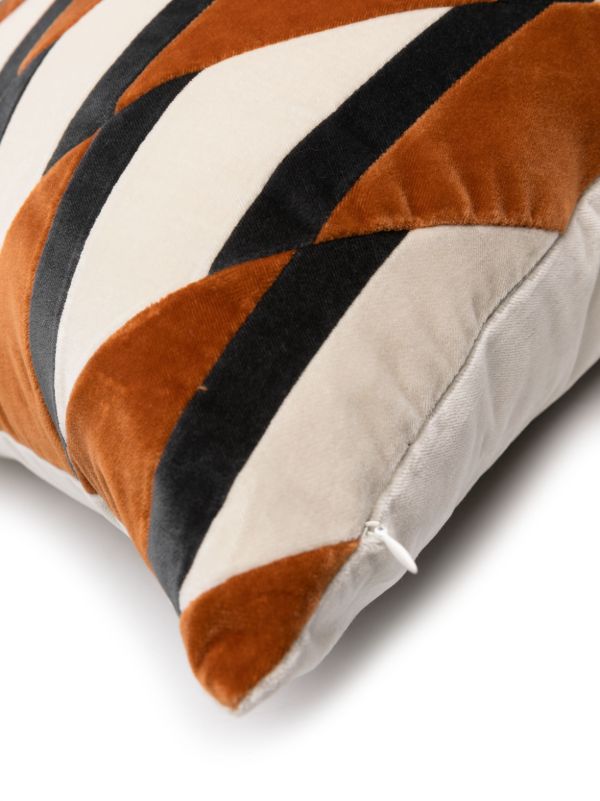 Browns Christina Lundsteen Orange Layla Geometric Print Velvet Cushion | Browns Cushions
