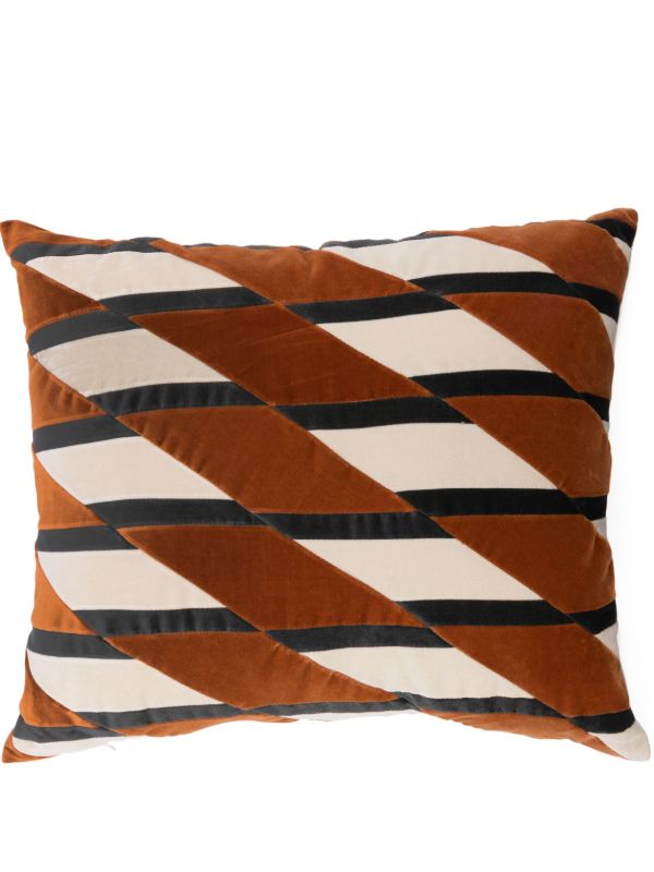browns Christina Lundsteen Orange Layla Geometric Print Velvet Cushion | Browns Cushions