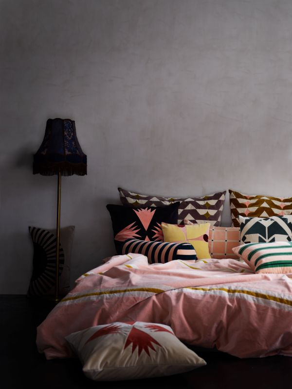 Browns Christina Lundsteen Pink And Blue Striped Bolster Cushion | Browns Cushions