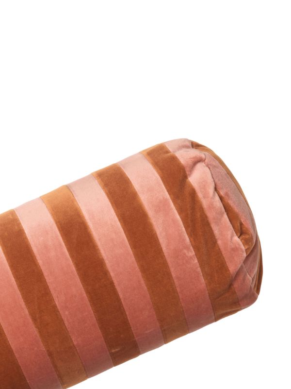 Browns Christina Lundsteen Pink And Orange Striped Velvet Bolster Cushion | Browns Cushions