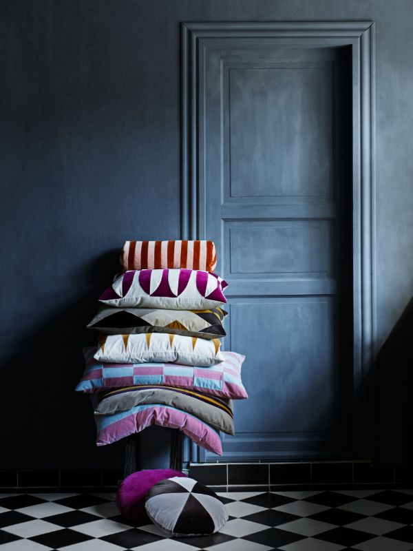 Browns Christina Lundsteen Pink And Orange Striped Velvet Bolster Cushion | Browns Cushions