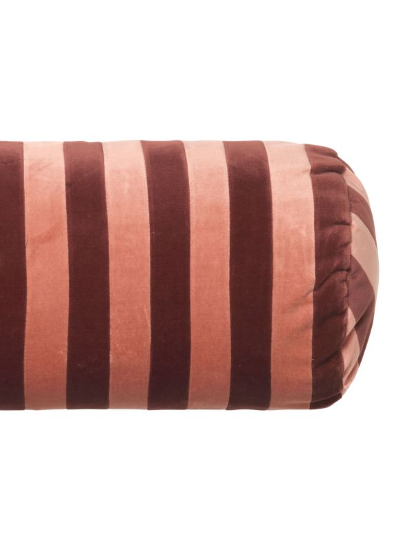 Browns Christina Lundsteen Red And Pink Striped Velvet Bolster Cushion | Browns Cushions