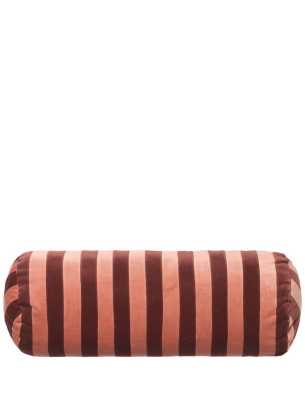 browns Christina Lundsteen Red And Pink Striped Velvet Bolster Cushion | Browns Cushions