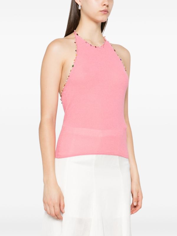 Browns Christopher Esber Beaded Halterneck Top | Browns Vests & Tank Tops