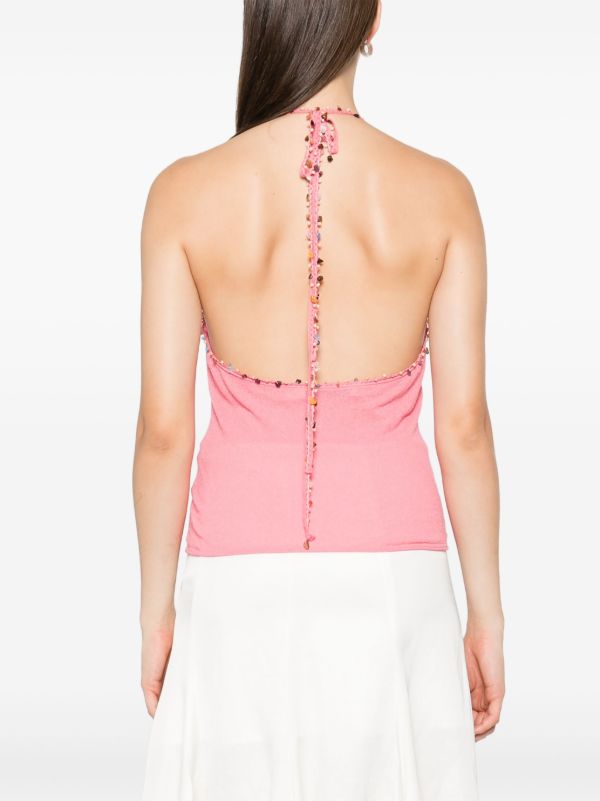 Browns Christopher Esber Beaded Halterneck Top | Browns Vests & Tank Tops