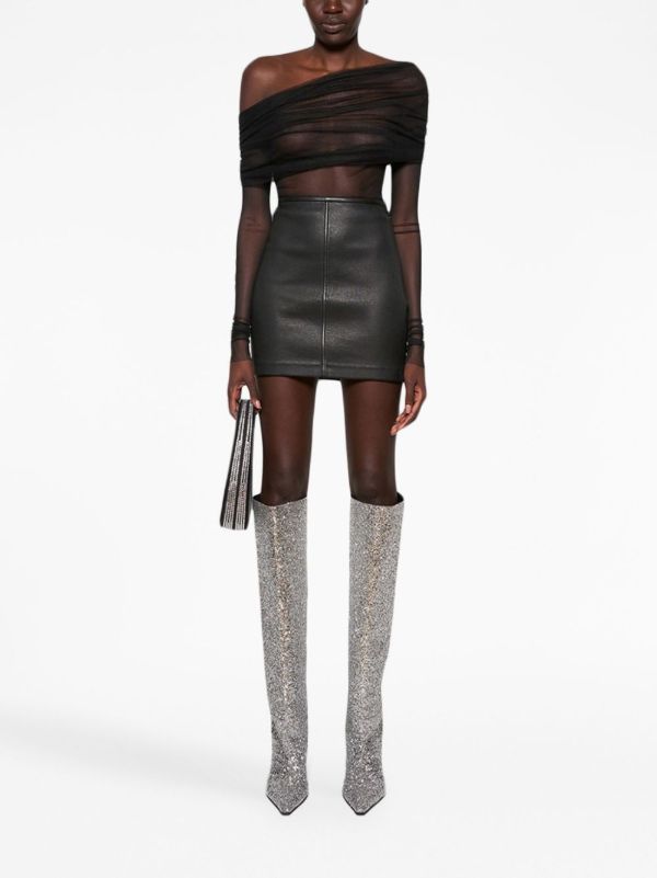 Browns Christopher Esber Black Veiled Silk Top | Browns Blouses