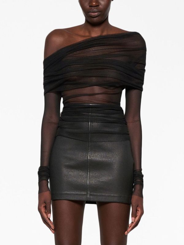 Browns Christopher Esber Black Veiled Silk Top | Browns Blouses