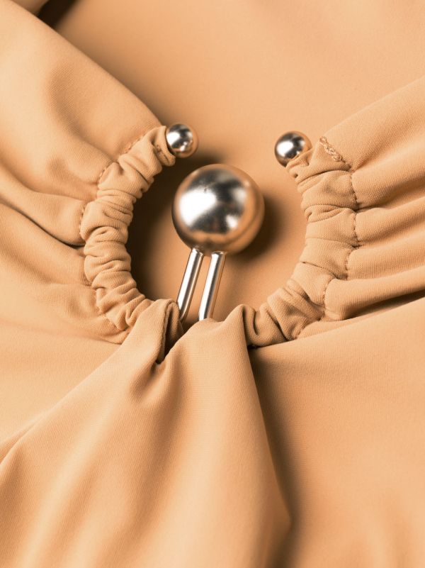 Browns Christopher Esber Brown Orbit Ruched Bikini Bottoms | Browns Bikinis