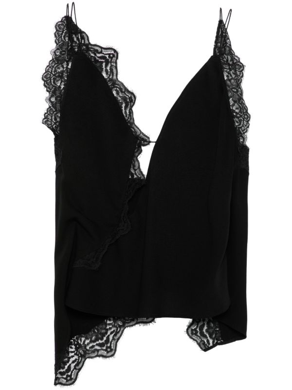browns Christopher Esber Lace-Trim Silk Top | Browns Vests & Tank Tops