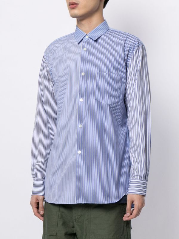 Browns Comme Des Garçons Shirt Blue Striped Cotton Shirt | Browns Shirts