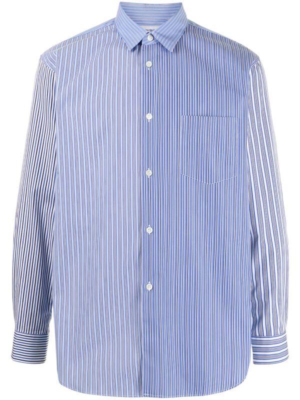 browns Comme Des Garçons Shirt Blue Striped Cotton Shirt | Browns Shirts