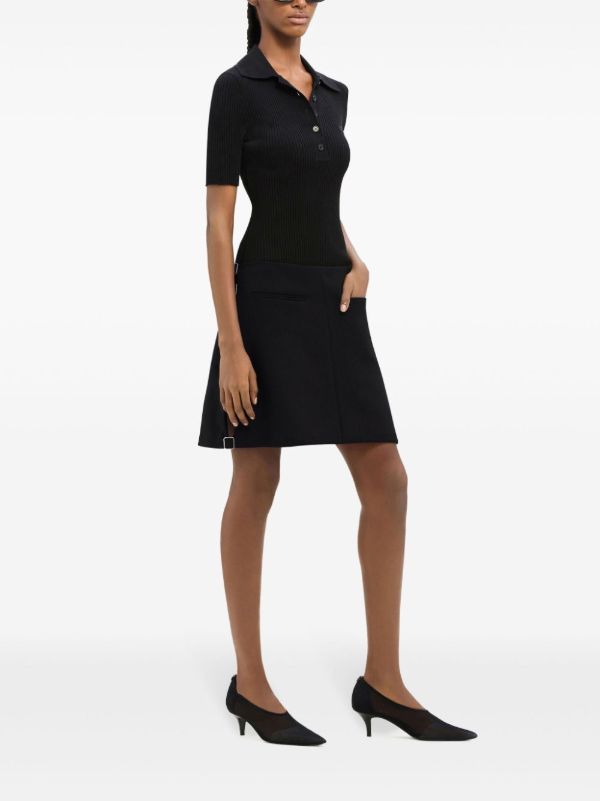 Browns Courrèges Black Buckled Wool Mini Skirt | Browns A-Line Skirts