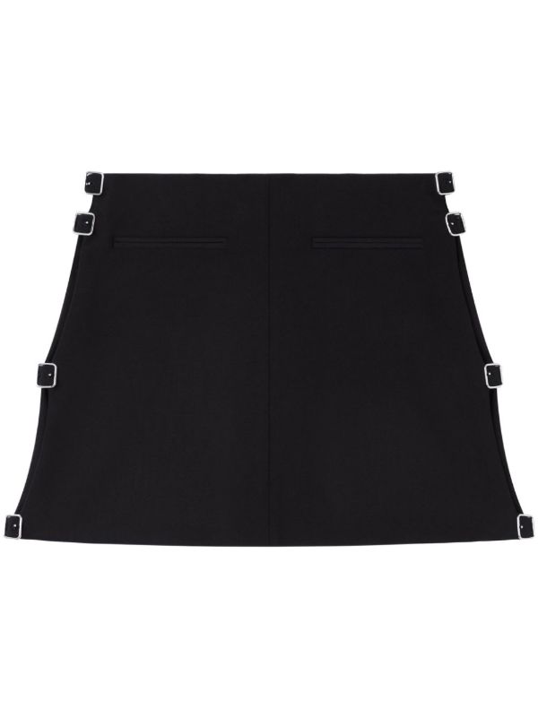 browns Courrèges Black Buckled Wool Mini Skirt | Browns A-Line Skirts