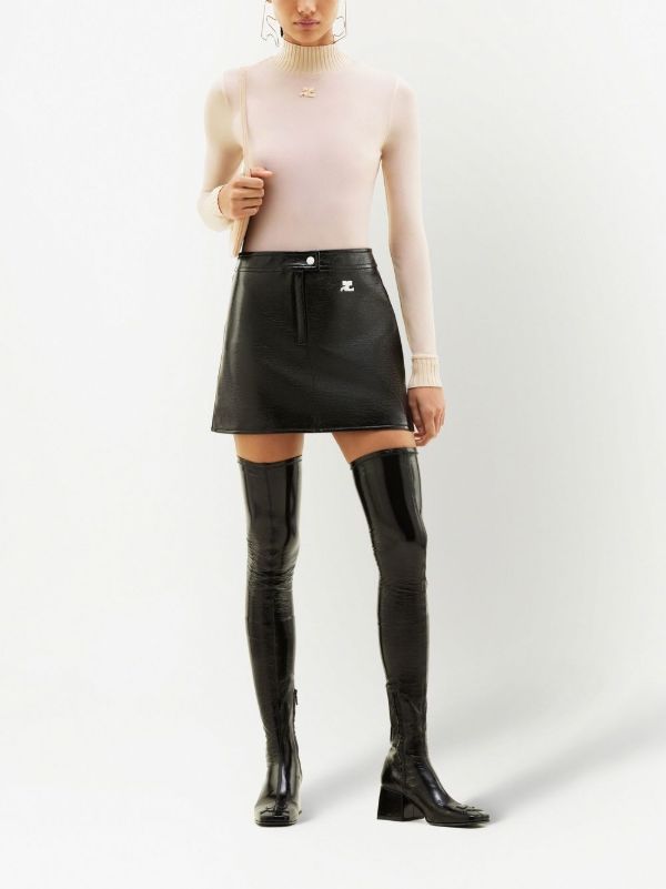 Browns Courrèges Black Reedition Vinyl Mini Skirt | Browns Fitted Skirts