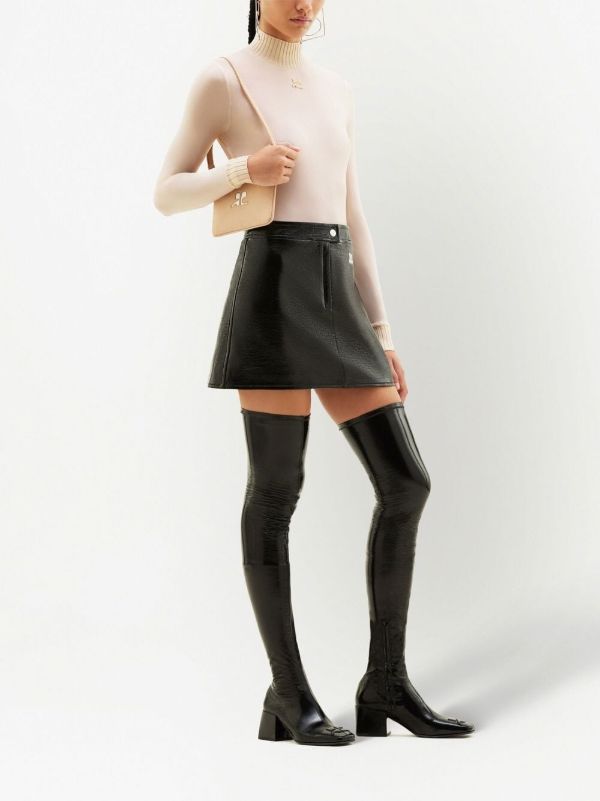 Browns Courrèges Black Reedition Vinyl Mini Skirt | Browns Fitted Skirts