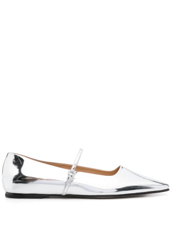 browns Dear Frances Silver Mary Jane Ballet Flats | Browns Ballerina Shoes