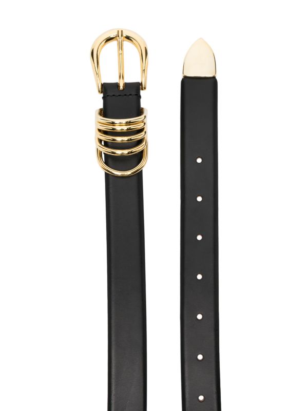 Browns Déhanche Black Hollyhock 3-ring Leather Belt | Browns Belts