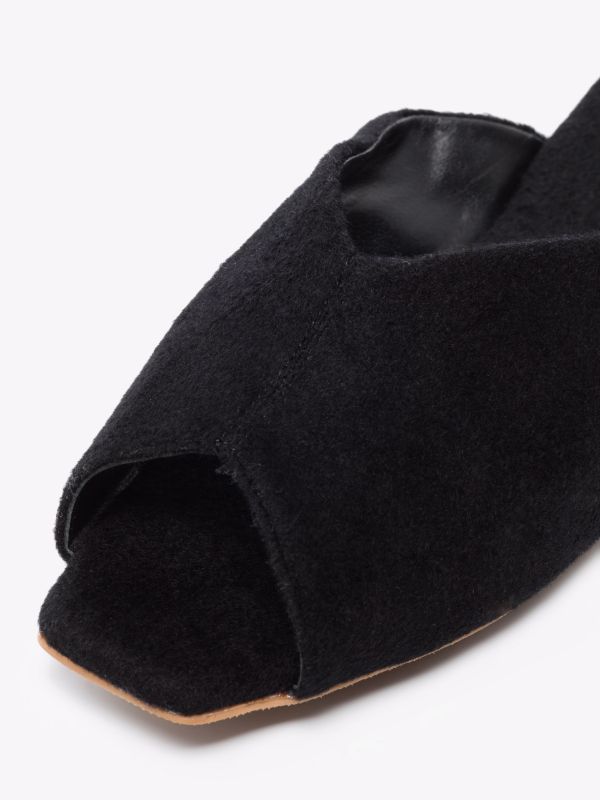 Browns Deiji Studios Black The Wool Slide Slippers | Browns Slippers