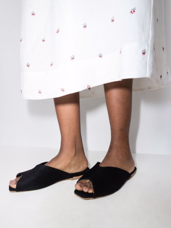 Browns Deiji Studios Black The Wool Slide Slippers | Browns Slippers