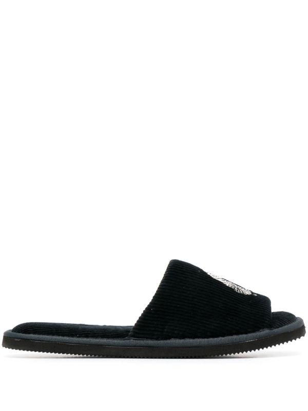 browns Desmond & Dempsey Black Sansindo Tiger Embroidered Slippers | Browns Slippers