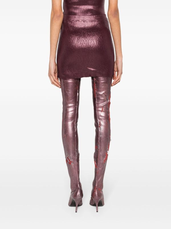 Browns Diesel Purple Foiled Knitted Mini Skirt | Browns Knitted Skirts