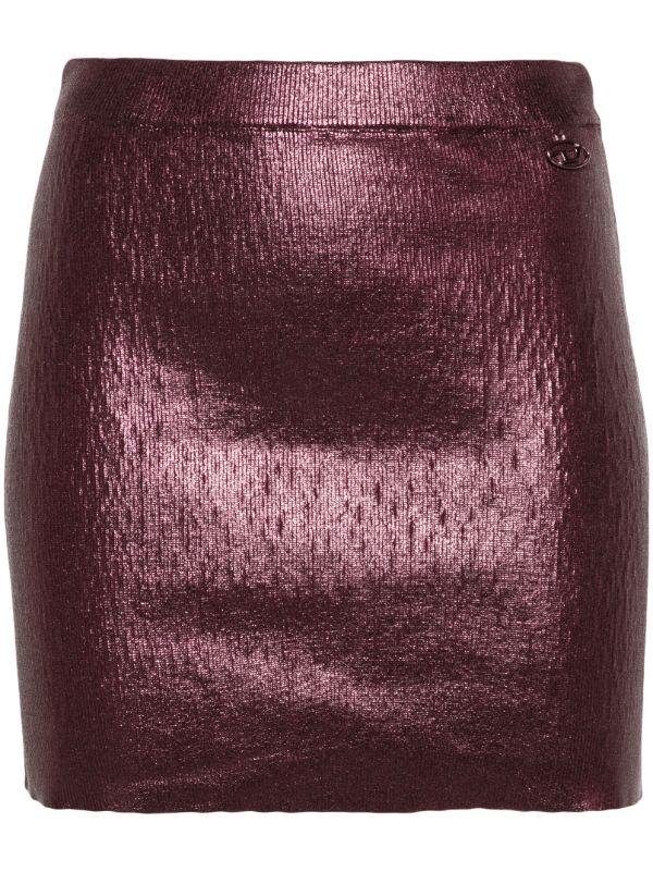 browns Diesel Purple Foiled Knitted Mini Skirt | Browns Knitted Skirts