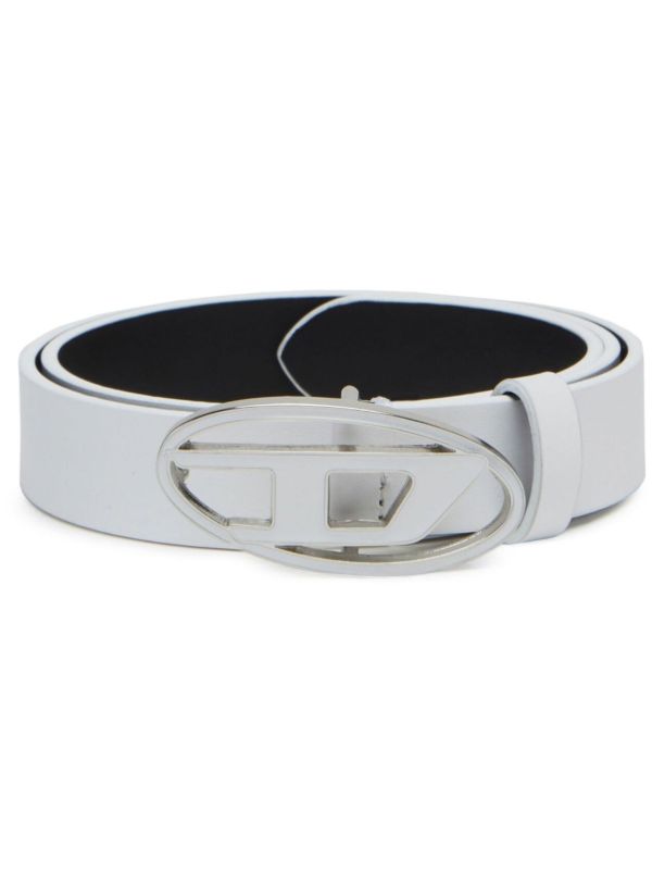 browns Diesel White Logo-Plaque Leather Belt | Browns Belts