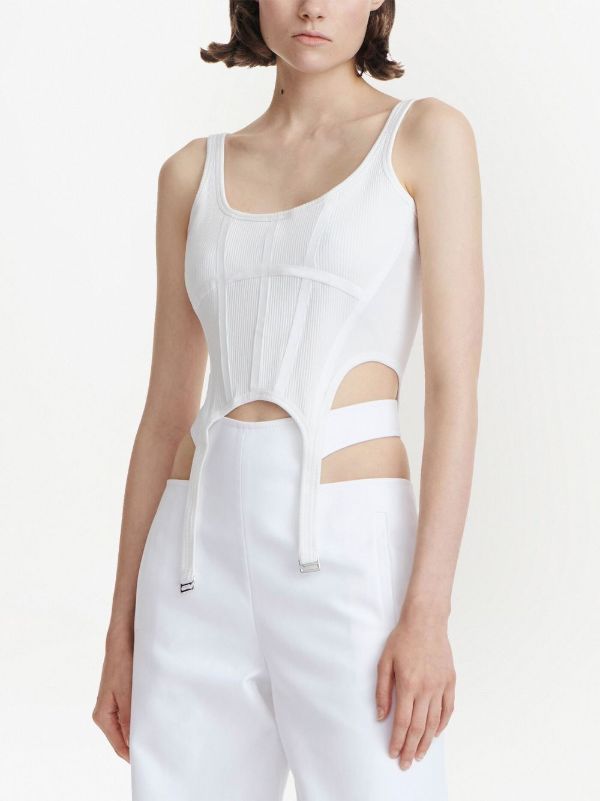 Browns Dion Lee White Organic Cotton Corset Top | Browns T-Shirts & Jersey Shirts
