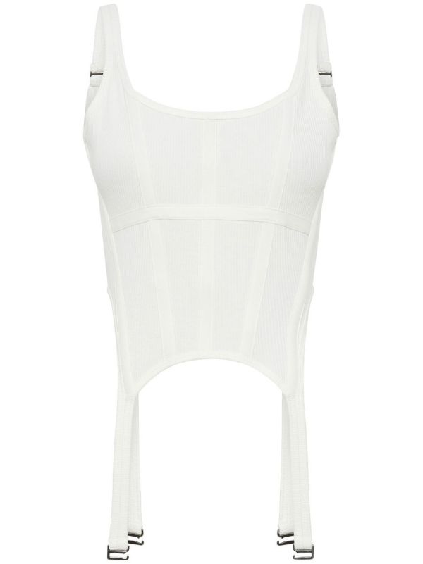 browns Dion Lee White Organic Cotton Corset Top | Browns T-Shirts & Jersey Shirts