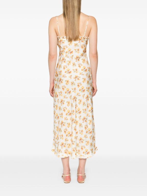 Browns DÔEN White Calsi Floral-Print Midi Dress | Browns Day Dresses