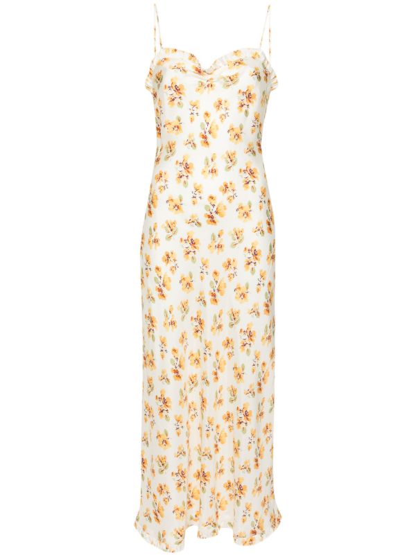 browns DÔEN White Calsi Floral-Print Midi Dress | Browns Day Dresses