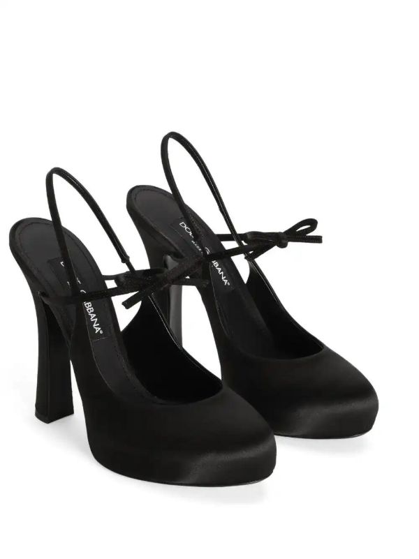 Browns Dolce & Gabbana 105mm Black Satin Slingback Pumps | Browns Pumps