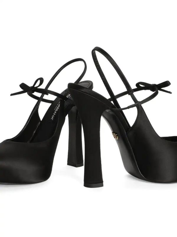 Browns Dolce & Gabbana 105mm Black Satin Slingback Pumps | Browns Pumps