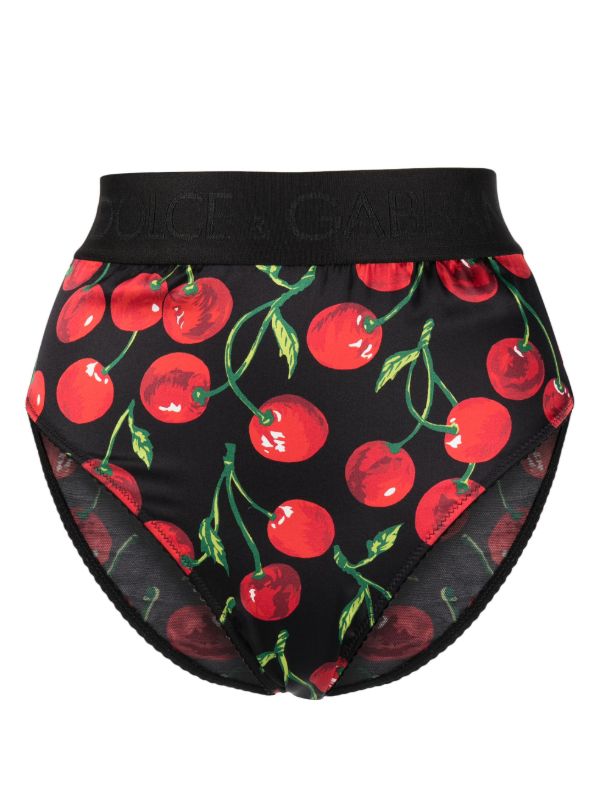 browns Dolce & Gabbana Black And Red Cherry Print Briefs | Browns Panties