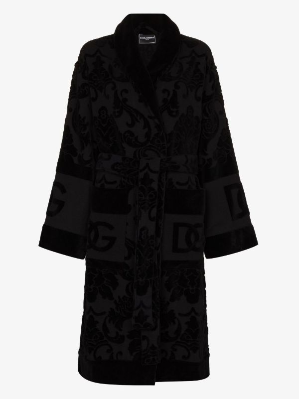 browns Dolce & Gabbana black Barocco cotton robe | Browns Dressing Gowns & Robes
