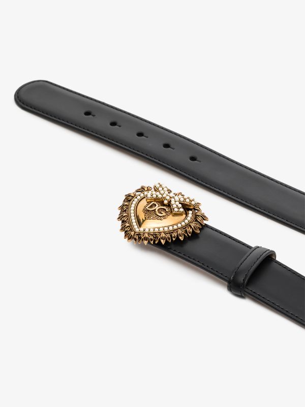 Browns Dolce & Gabbana Black Devotion Heart Buckle Belt | Browns Belts