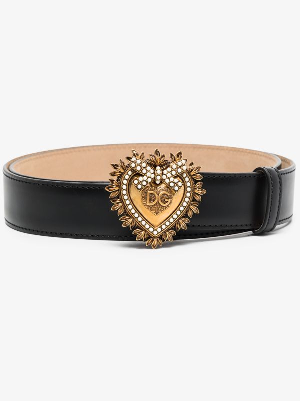 browns Dolce & Gabbana Black Devotion heart buckle belt | Browns Belts