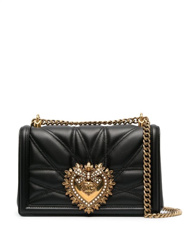 browns Dolce & Gabbana black Devotion leather shoulder bag | Browns Shoulder Bags