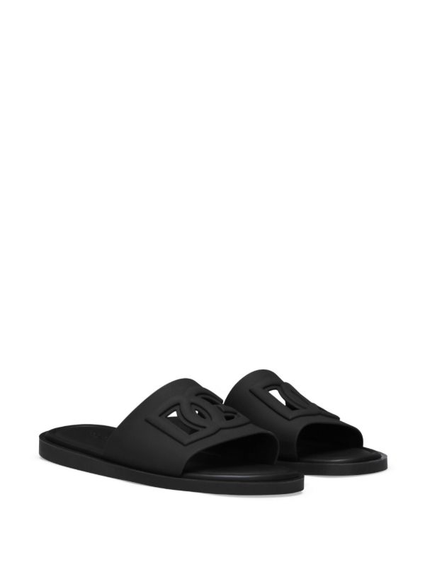 Browns Dolce & Gabbana Black DG Cut-out Slides | Browns Flip-Flops & Slides