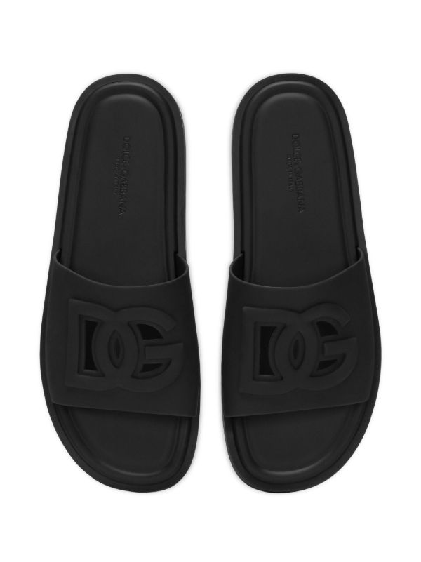 Browns Dolce & Gabbana Black DG Cut-out Slides | Browns Flip-Flops & Slides