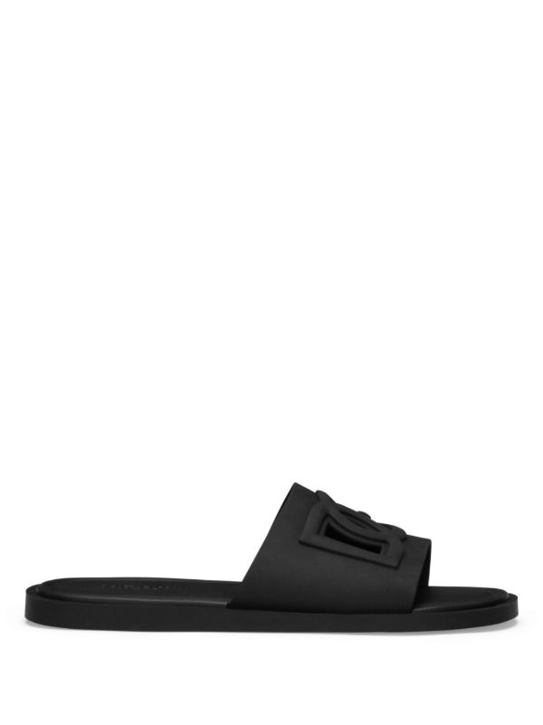 browns Dolce & Gabbana Black DG cut-out slides | Browns Flip-Flops & Slides