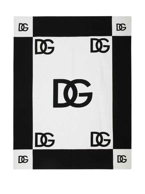Browns Dolce & Gabbana Black DG Logo Cotton Blanket | Browns Blankets & Throws