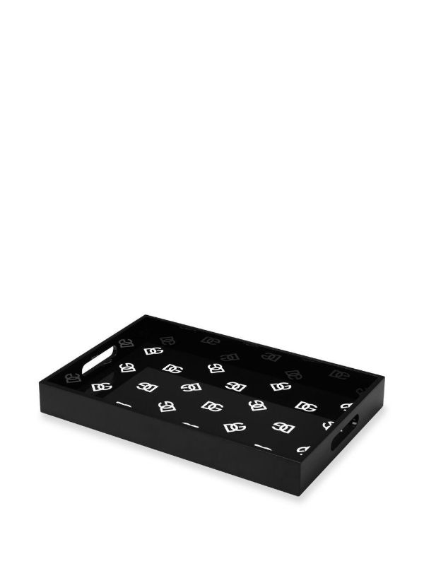 Browns Dolce & Gabbana Black DG Logo Print Wood Tray | Browns Trays