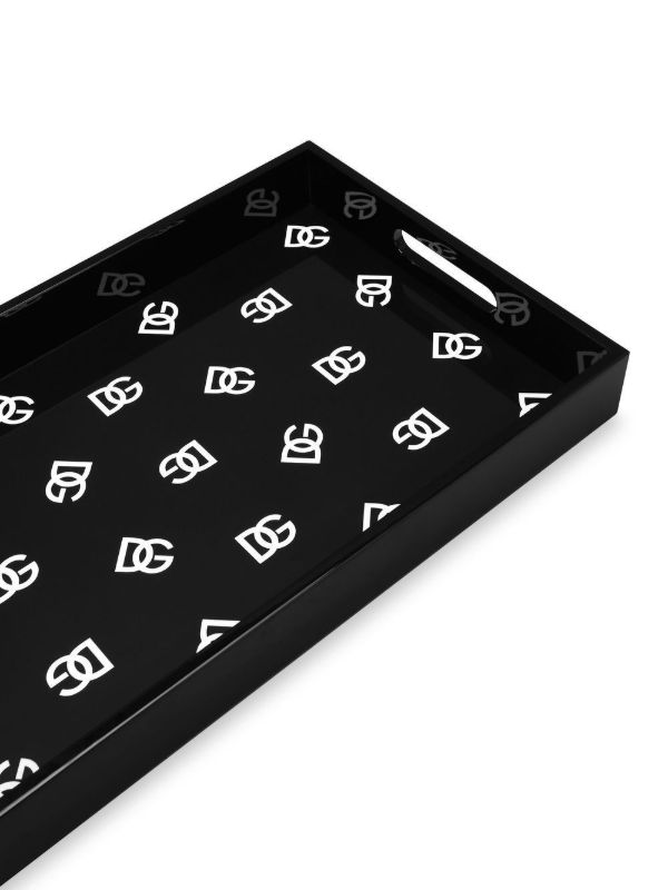 Browns Dolce & Gabbana Black DG Logo Print Wood Tray | Browns Trays