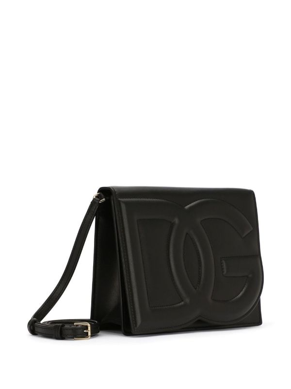 Browns Dolce & Gabbana Black Embossed Logo Leather Cross Body Bag | Browns Messenger & Crossbody Bags