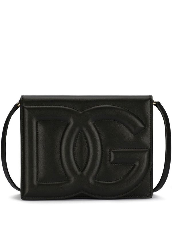 browns Dolce & Gabbana Black Embossed Logo Leather Cross Body Bag | Browns Messenger & Crossbody Bags