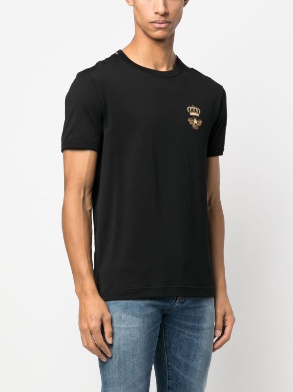Browns Dolce & Gabbana Black Embroidered Logo Cotton T-Shirt | Browns T-Shirts