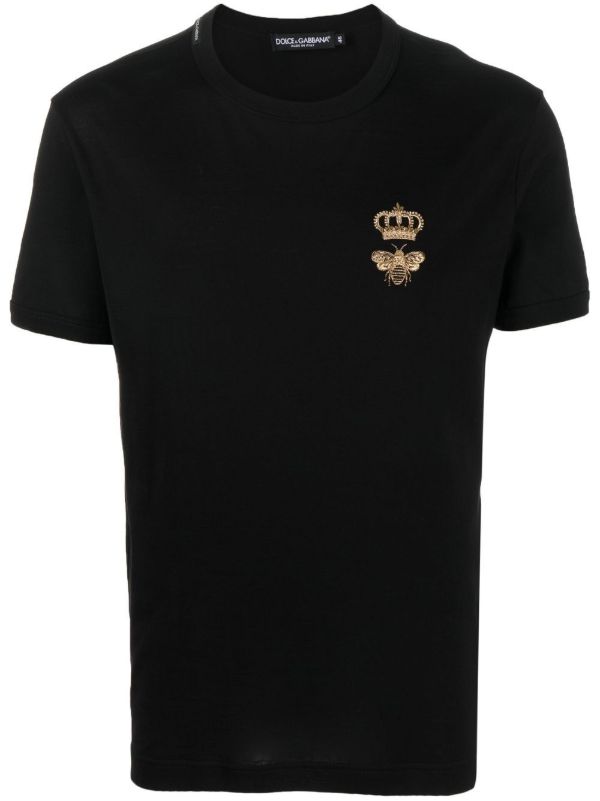 browns Dolce & Gabbana Black Embroidered Logo Cotton T-Shirt | Browns T-Shirts