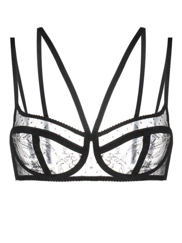 browns Dolce & Gabbana Black Floral Lace Balcony Bra | Browns Bras